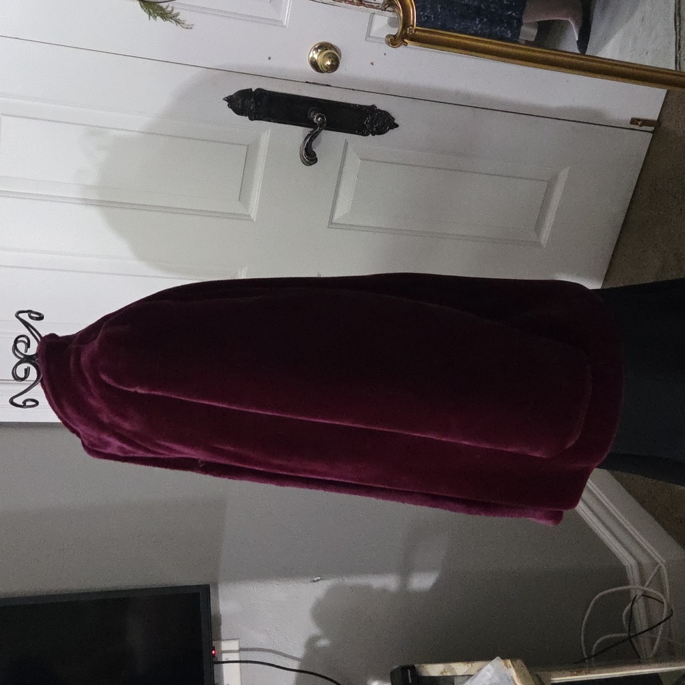 Vintage Vidal Sassoon Faux Fur Coat Deep Plumb Size 12 - Picture 4 of 12